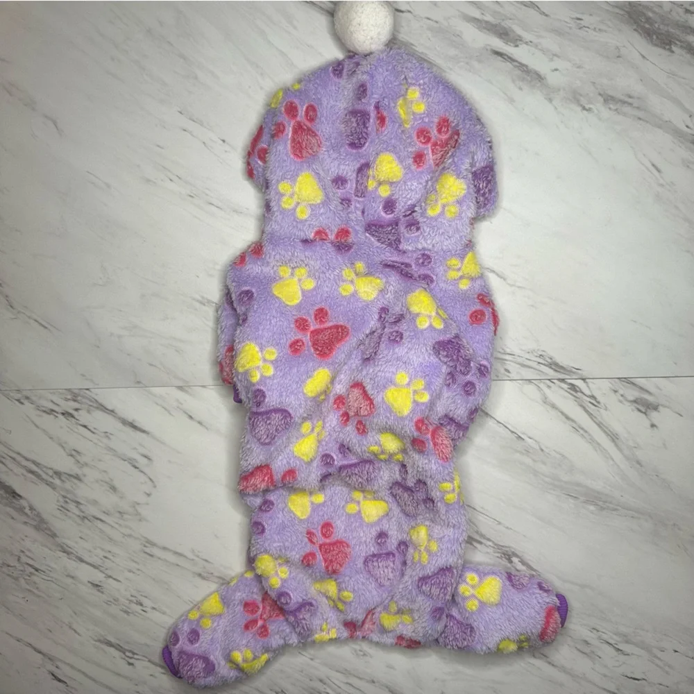Paw Print Pet Pajamas - Soft Stretch - Purple - Size Large - Picture 5 of 13